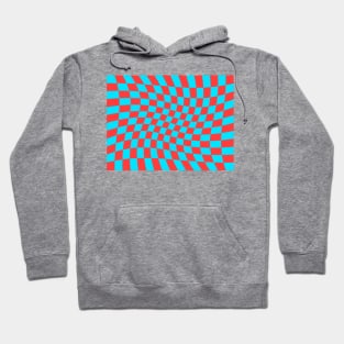 Twisted Checkered Square Pattern - Blue & Red Hoodie